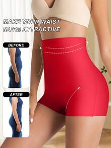 New Fashionable & Comfortable High Waist Seamless Shaping Panties, Tummy Control, Butt Lifting, Slimming Shorts For Women - Red - View 2