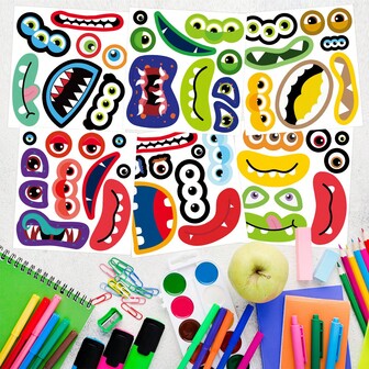 6张搞笑恶作剧表情拼图贴纸 DIY手机笔记本电脑行李滑板涂鸦贴花趣味礼物