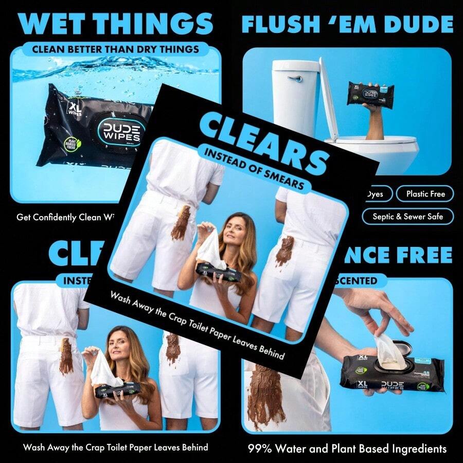 DUDE Wipes - Flushable Wipes 48 Count Dispenser Unscented With Vitamin-E And Aloe Septic And Sewer - Không mùi hương - Xem 1