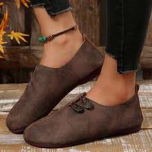 Summer Slides Women Flats For Women Dressy Comfortable Round Toe Ballet Flats Non Slip Business Work Loafers Casual Retro Lace Up Shoes Cute Daily Walking Shoe Solid Color Simple Wear Shoes Sandals Outdoor Walking Travel - 咖啡棕 - 查看 7