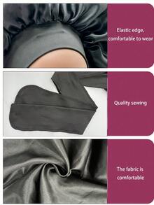 1pc Black Sleeping Cap, Women's Pink Elastic Drawstring Long Satin Silk Sleep Cap, Curl Hair Wrap, Long Hair, Braids, Dreadlocks, Curly Hair Silk Sleep Cap, Satin Bow Sleep Cap Sleep Bonnet - Multicolor 1pc - View 5