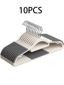 10 Pack rutschfeste Kleiderbügel mit Schulterpads - Schwerlast-Design, hochwertig, platzsparend, stabile Plastikkleiderbügel. langanhaltend und geeignet zum Trocknen, Aufbewahren und Organisieren von Kleidung in Schlafzimmern, Badezimmern und anderen Wohnbereichen.