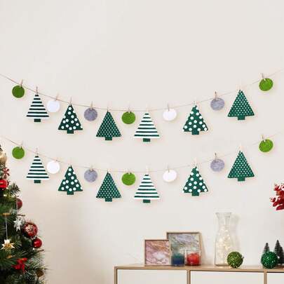 2M Decoraciones colgantes de banderines navideños, pancartas para escena de fiesta festiva, banderas de fiesta, banderas colgantes de dibujos animados, banderas colgantes de fieltro