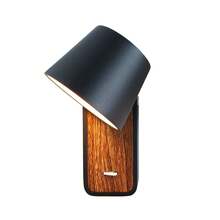 Alpinaluz Moderne Nachttisch-Wandleuchte aus schwarzem Metall und Holz mit verstellbarem 6-W-LED-Strahler und Schalter – ideal für Schlafzimmer