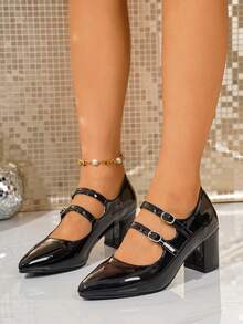 Damen High Heel Schuhe, Schnallen Design, spitze Zehenpartie, Plateau-Absatz, geeignet für den Berufsalltag, formelle Anlässe, Partys, Neuheiten 2025, ganzjährig tragbar, modisch, Schwarze High Heels, Rosa High Heels, Rote High Heel Pumps, Orange High Heels