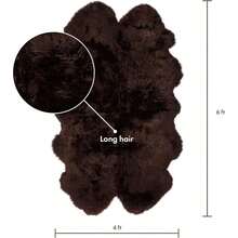 Real Sheepskin Rug 4x6 Ft | Sheepskin Rugs For Living Room And Sofa | Bedside Rugs For Bedrooms | Large Fluffy Rug Is Breathable & Heat-Regulating In Color Chocolate - Multicolor 839 - View 2