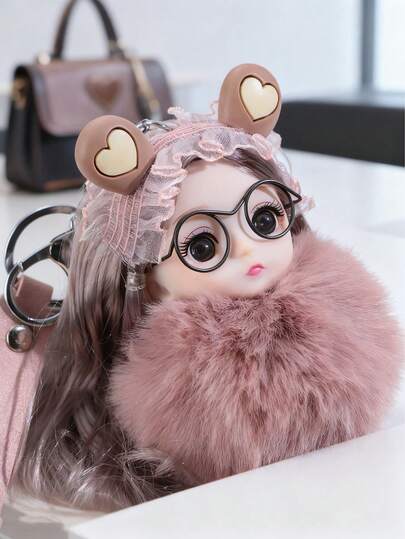 1个可爱卡通钥匙扣，成人尺寸，卡通玩偶造型，情侣款。适用于背包、钱包和行李箱。圣诞礼物