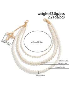 1 件复古朋克风格多层仿珍珠腰链，水晶十字架装饰，男士百搭配饰，送给男朋友的创意生日礼物 - 仿珍珠褲鏈 - 查看 5