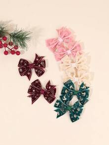 2 buc/8 buc Crăciun culoare solidă fundă agrafe de păr pentru fete, catifea model de Crăciun decor funde agrafe de păr pentru copii, accesorii de păr de Crăciun la modă pentru copii mici cadouri de petrecere de Crăciun