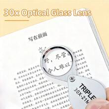 Faltbares Vergrößerungsglas, tragbar, hochauflösend, hohe Vergrößerung 30x, Lesen von Kleinschrift, tragbar für unterwegs, Lupe, Schmuckbewertung, Büro- und Schulmaterial, Schreibtischzubehör