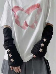 黑色朋克长款无指手套袖口女士男士运动户外嘻哈手套护肘手套凉爽弹力冬季臂套 - 斑馬紋手臂套 - 查看 17