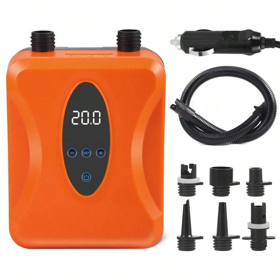 Air Pump, 20psi High Pressure Paddle Board Pump, Inflation Auto-Off, Digital Adjustable, For 's, Inflatable Kayaks And Tents - Orange - View 1
