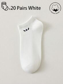 20/10/5/3/1 Pairs Men's Cotton Socks, Short Socks, Invisible Socks, Double-Line Anti-Slip Design, White/Black, Low-Cut Socks, Ankle Socks, Moisture-Wicking, Soft & Breathable, Suitable For Business, Casual, Home, Sports, College Style, All Seasons, Random Color Delivery