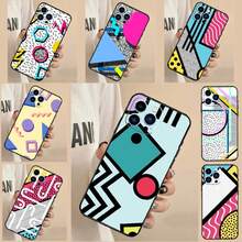 Custodia cover compatibile con 16, 15, 13, 11, 12, 14 Pro Max Mini 7 8 Plus X XS Max XR, con grafica astratta in stile pop art anni '80, bumper cover compatibile con 17, 17 Pro, 17 Pro Max - DFH1044 - Visualizzare 1