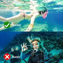 Máscara de Snorkel con Bolsa Impermeable, de Cara Completa con Soporte para cámara, de Vista panorámica de 180°, antivaho y antifugas, Gafas y Máscaras de Buceo Adultos - Negro - Ver 6