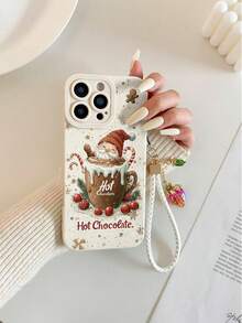 圣诞老人咖啡色喷漆穿孔米色喷漆草莓腕带简约时尚防震手机壳兼容 IP 17/IP17PROMAX/ IP 16/11/16pro/16plus/16promax/16e/15Promax/13/14/12/XS/XR/7G/8PGalaxy 兼容小米红米 - 彩色 - 查看 5