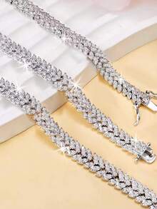 1 peça, elegante e moderna, estilo casual, multi-ocasiões, clássica, tênis, zircônia cúbica, cravejada, pulseira de cobre trigo, adequada para festa feminina e traje diário, joia acessível para presente - espigas de trigo - Ver 4