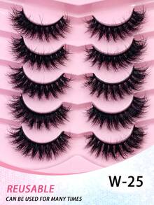 5 Pairs Luxury Fluffy False Eyelashes - Thick & Long, 3D Lashes, Reusable, Soft & Lightweight, Mink-Like Lash Strips For Alluring Eye Makeup