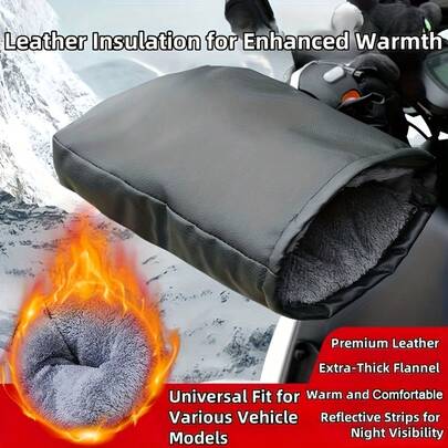 Winter Warm Motorcycle Gloves - Heavy-Duty PU Thickened Warmth, Strong Thermal Motorcycle Gloves, Easy To Install, Suitable For Electric Bicycles, Motorcycles, Scooters, Suitable For All-Weather Riding In Winter, Keep Hands Warm And Protect Against Cold Wind, Universal Design Adapts To Most Motorcycles