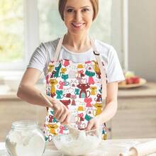 Cute Apron With 2 Pockets Women, Adjustable Neck Strap And Long Waist Ties Cotton Cooking Baking Apron, Use As A Kitchen And Chef Apron, Artist Or Garden Apron Cupcake