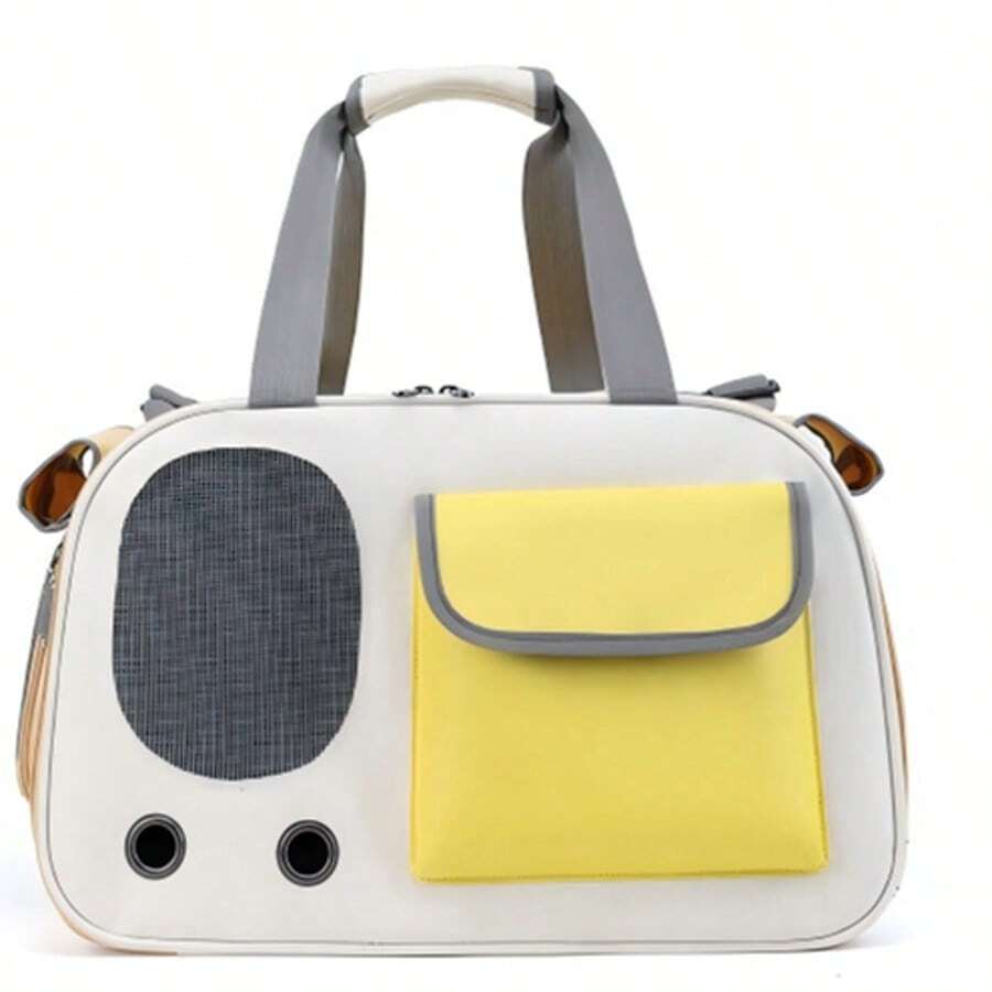 3-Color Pet Carrier Backpack, Minimalist Stylish Portable Cat Bag - Large Capacity, Handheld/Single-Shoulder, Breathable & Lightweight For Outdoor Pet Travel - màu be với màu vàng - Xem 1