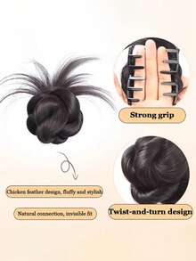 1个合成发髻夹，耐热发夹，可打造丸子头造型，适合女性日常佩戴及各种场合，头部饰品，女士发饰，接发，假发片，发夹 - 彩色 - 查看 5