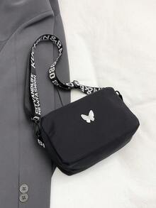 حقيبة رسول من النايلون بلون أحادي بسيط للبنات، مزينة بزخرفة فراشة جميلة، حقيبة مربعة صغيرة خفيفة الوزن متعددة الاستخدامات، محفظة نقود للأطفال، حزام كتف قابل للتعديل، سحاب للفتح والإغلاق، حقيبة كاجوال صغيرة، حقيبة تخزين للهاتف والمفاتيح، مناسبة للاستخدام اليومي والأنشطة الخارجية والتسوق والعطلات، هدية مناسبة للبنات والطالبات والصديقات والمراهقات