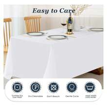White Table Cloth,90 * 132inch Stain And Wrinkle Resistant Polyester White Table Cloth Rectangle,Decorative Fabric Table Cover For Party,Wedding,Kitchen,Dinning - Multicolor 760 - View 3