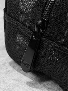 Dior 黑色高档格子网眼化妆包，简约便携式化妆品收纳袋 - 黑色 - 查看 3
