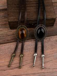 1pc Gothic Cowboy Bolo Tie, Fashion Long Metal Necklace Accessory, Versatile For Daily Wear