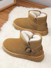 Botas de nieve para hombres, forro de felpa cálido de invierno, suela gruesa de botas altas para exteriores, con aumento de altura, botas de piel