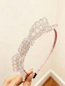 1 pièce Serre-tête élégant et brillant avec cristaux et strass en forme de nœud, bel accessoire pour cheveux pour les fêtes, style royal, mode automne pour femmes, serre-tête