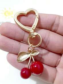时尚可爱樱桃金色蝴蝶包包挂饰 - 樱桃钥匙时尚背包吊坠装饰，钥匙扣，包包挂饰合金吊坠字母A-Z，耳机挂饰，汽车挂饰，装饰挂饰，樱桃钥匙扣，包包配件，带包夹，闪亮树脂和金属配件，适用于女士钱包和包包，背包配件，母亲节礼物 - 彩色 - 查看 9