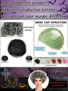 Synthetic Old Lady Wig Short Curly Gray Granny Wig For Women Cosplay Elegant Grandmather Fashion Grandma Classic Old Lady Costume Wig Daily Party Wig For Christmas Gift For Birthday Nightclub Holiday Celebration Comic Con Decorations - Grey - View 9