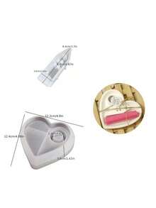2pcs/Set DIY Semi-3D Heart Shaped Candle Holder Silicone Mold, Heart House Crystal Epoxy Resin Wax Candle Holder Plaster Mold - White - View 8