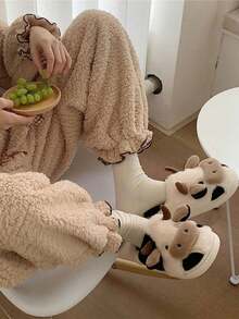 Warm Slippers In Autumn And Winter, Female And Male, Closed Toe Polar Thermal Lined With Memory Sponge Slippers, Non-Slip Rubber-Soled Household Slippers, With Cable Woven Pattern/Plain Design, Comfortable And Soft Plush Slippers, Suitable For Indoor Use In Living Room And Bedroom, Multi-Color Optional, Casual Daily Style Footwear, Suitable For Adults To Keep Their Feet Warm In Cold Weather As Valentine's Day Gifts.