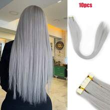 Mini Tape In Synthetic Hair Extensions 24 Inch 10pcs Straight Invisible Adhesive Colored Tape In Hair Extension For Halloween Cosplay Dress Up Fashion Party Christmas New Year Gift - Multicolor - View 10