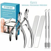 PYDESA-6/3/1 去茧套装 - 专业不锈钢去茧钳，纳米锉刀抛光，凝胶去除，非常适合指甲护理、去除老茧和清洁指甲油，是沙龙和专业美容店的必备美甲套装 - 彩色 - 查看 10