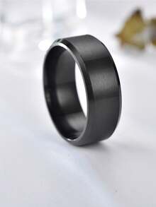 Men Minimalist Ring - Black - View 7