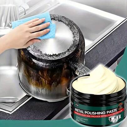 Metal Polish Paste - Stainless Steel Cookware Renewal, Bathroom Shower Chrome Fixture Deoxidation And Renewal, Suitable For Stove, Range Hood, Pots And Sinks, Easily Removes Rust Stains And Grease
