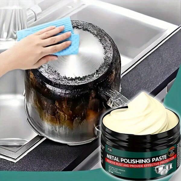 Metal Polish Paste - Stainless Steel Cookware Renewal, Bathroom Shower Chrome Fixture Deoxidation And Renewal, Suitable For Stove, Range Hood, Pots And Sinks, Easily Removes Rust Stains And Grease