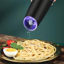 2PCS Electric Salt And Pepper Grinder Set, Gravity Automatic Mill With LED Light, Adjustable Coarseness, One-Hand Battery Operated Stainless Steel Grinder For Kitchen - Black - View 6