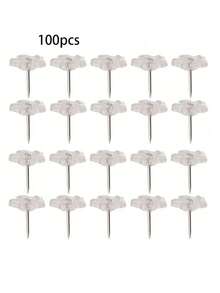 50 个透明花形图钉，5 瓣花形设计办公室装饰图钉，适用于学校用品，返校