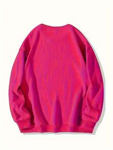 2025[Bright Pink Book Lover Sweatshirt] Soft Stretch Polyester Bright Pink "Just ONE MORE CHAPTER" Book Lover Graphic Crew Neck Sweatshirt| Casual Regular Length Pullover For Women, Autumn/Winter Casual Attire, Cozy Autumn Apparel, Playful Print, Durable FabricSoft And Breathable - 玫紅色 - 查看 2