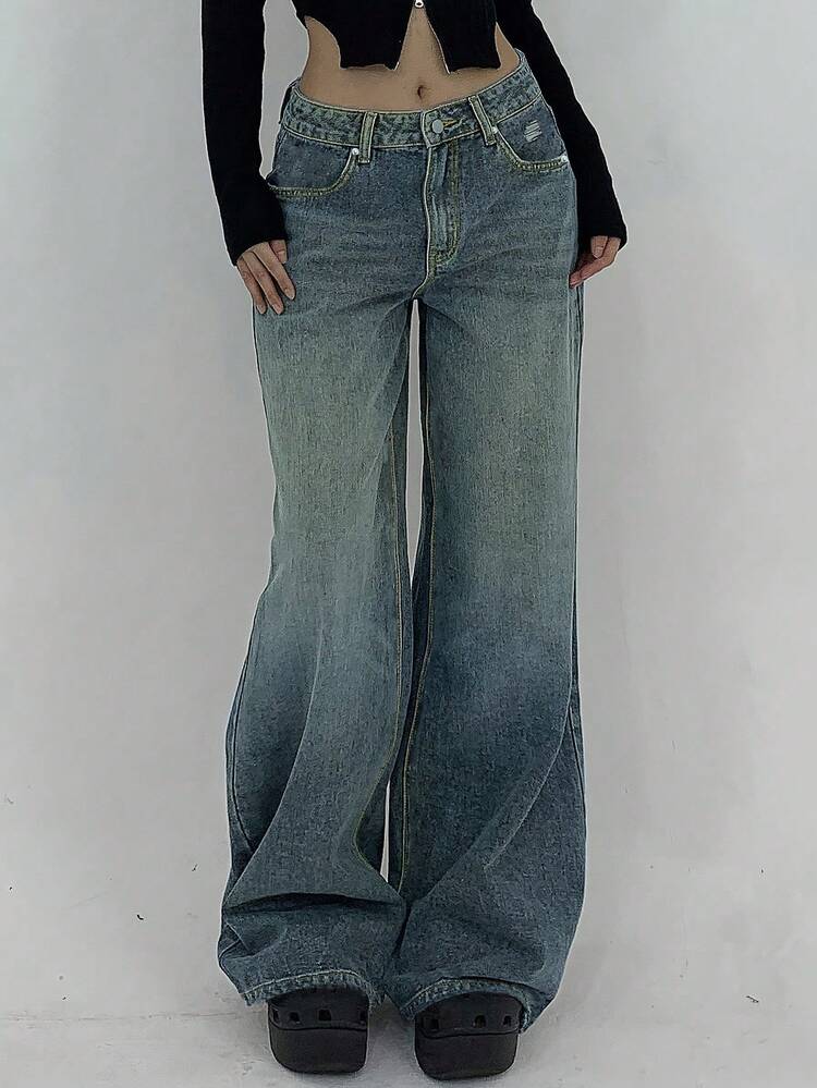 Women's Boyfriend Fit Jeans Loose Vintage Washed Non-Fading Casual Outings Best Seller Pants - 藍色 - 查看 10