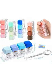 1pc Random Keyboard Fingertip Spinner Toy 4-In-1 Keyboard Keychain Cube Mechanical Click Toy, Stress Relief Gift Suitable For Office, School, Home (Gradient Color) - Multicolor - View 3