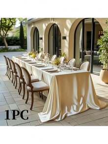 1 件装，大号长方形纯白色缎面涤纶桌布，适用于婚礼、派对和宴会 - 可机洗和手洗，可重复使用，派对装饰用品，适合长桌、多人派对、派对装饰 - 彩色 - 查看 19