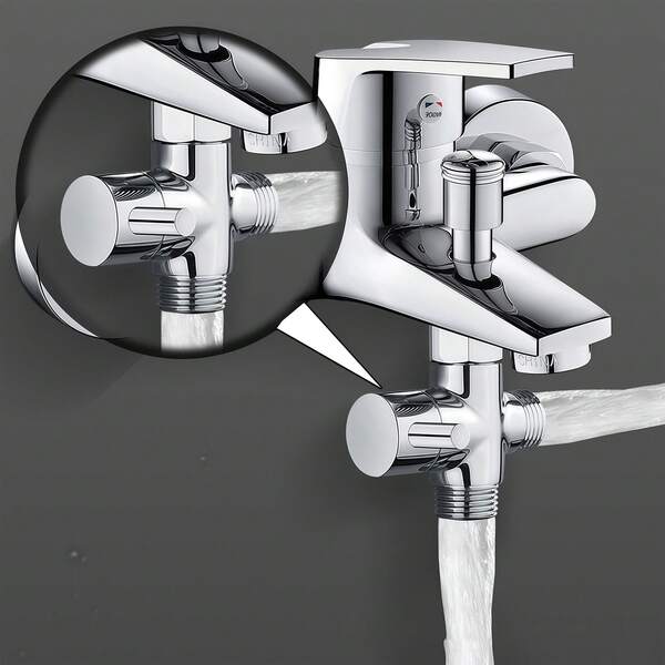 1 Pc 3-Way 4-Port Water Splitter - Chrome Metal Valve, Faucet Diverter, Suitable For Kitchen And Bathroom Sink, Bathroom Faucet Parts, Kitchen/Sink Accessories, Faucet Parts/Modern Plumbing, Metal