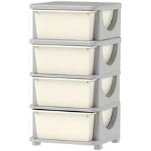HOMCOM Kids' Storage Boxes, 4 Large Drawers, Rounded Edges, Plastic, 37 X 37 X 76 Cm, Cream White - Beige - View 8