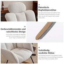 055 Schaukelstuhl, Weicher Teddystoff, Getuftet, Gepolsterter Sitz Für Wohnzimmer Und Schlafzimmer, Dunkelgrau - White - View 5